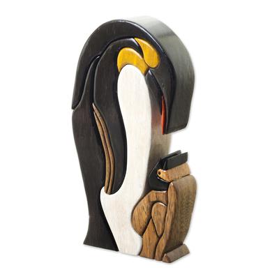 Mother Penguin,'Penguin Ishpingo Wood Sculpture Carving from Peru'