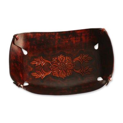 'Sunflower Garland' - Hand Crafted Leather Bowl Centerpiece Catch All