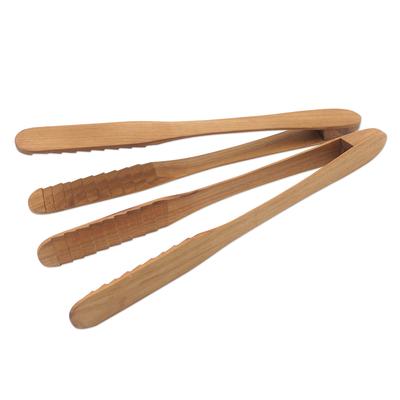 Pick Me Up,'Hand Crafted Teak Wood Tongs from Bali (Pair)'