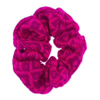 Boysenberry Smooch,'Geometric Patterned Cotton Scrunchie in Boysenberry Tone'
