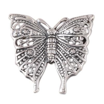 Inspiring Butterfly,'Sterling Silver Butterfly Brooch Crafted in India'