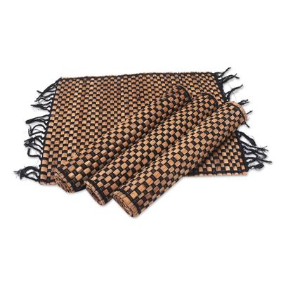 Chess Set,'Woven Natural Fiber and Cotton Placemats (Set of 4)'