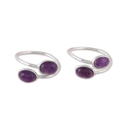 Dainty Ovals,'Oval Amethyst Toe Rings from India (Pair)'