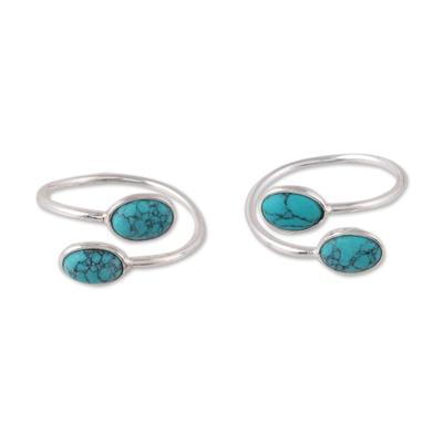 Dainty Ovals,'Oval Composite Turquoise Toe Rings from india'