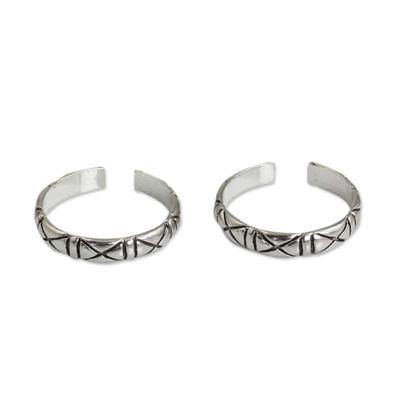 'X-treme Beauty' (pair) - Unique Modern Sterling Silver Toe Ring