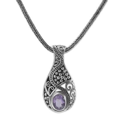 Patterns of the World,'Amethyst and 925 Sterling Silver Pendant Necklace from Bali'