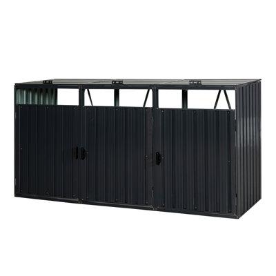 Esonmus 618 Gallon Multi-Compartments Trash & Recycling Bin Metal in Black | 48.03 H x 94.48 W x 31.49 D in | Wayfair W540120221-US-ZT