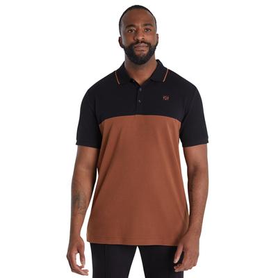 Men's Big & Tall Johnny Bigg Ralph Colour Block Polo by Johnny Bigg in Toffee (Size XL)