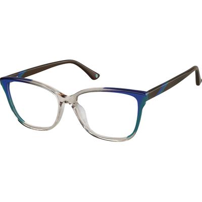Zenni Cat-Eye Prescription Glasses Blue Plastic Full Rim Frame