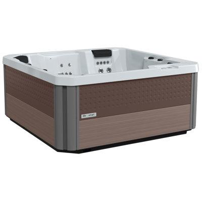 Lifesmart Spas Acacia 230 Volt 5-Person 40-Jet Acrylic Square Hot Tub w/ Ozonator Acrylic in Brown | 34 H x 78 W x 78 D in | Wayfair 411447307700