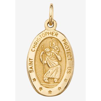 Men's Big & Tall Oval St. Christopher Embossed 10K Yellow Gold Charm Pendant (1") by PalmBeach Jewelry in Gold