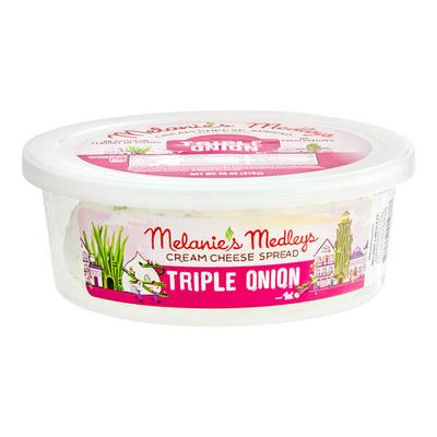 Melanie's Medleys Triple Onion Cream Cheese 7.5 oz. Tub - 12/Case