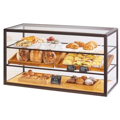 Cal-Mil 3695-84 Sierra 3 Tier Full-Service Pastry Display Case w/ Sliding Doors - Bronze Frame, Acrylic, Bronze Metal Frame, Non-Refrigerated