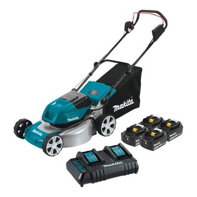 Makita 36V (18V X2) LXT 18  Brushless Cordless Lawn Mower Kit with (4) 4.0 Ah Lithium-Ion Batteries and Dual-Port Charger XML03CM1