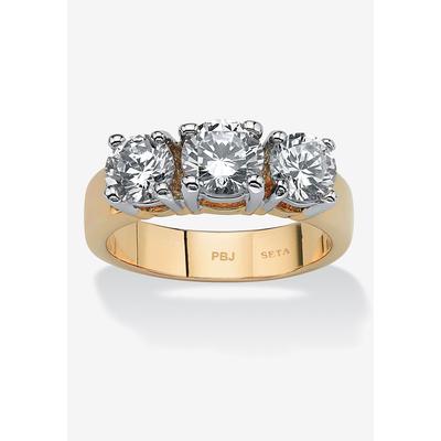 Women's 2.28 Tcw Round Cubic Zirconia Three-Stone Anniversary Ring Gold-Plated by PalmBeach Jewelry in Gold (Size 5)
