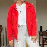J. Crew Jackets & Coats | Jcrew Bright Red Hoodie! Perfect Condition! | Color: Red | Size: L