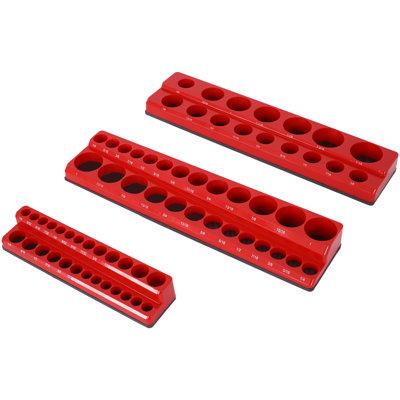WFX Utility™ 3 Pieces Magnetic Socket Holder Organizer Set Plastic in Red | 6.2 H x 3.5 W x 15 D in | Wayfair E6965FEAFD6F4745B1CF8A3D9D6B96CD