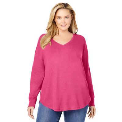 Plus Size Women's Washed Thermal V-Neck Tee by Woman Within in Peony Petal (Size 22/24) Shirt