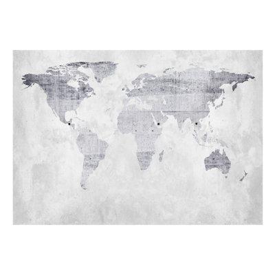 Williston Forge Peel & Stick World Map Wall Mural - Concrete World Map - Removable Wall Decals Vinyl in Gray | 154.3 W in | Wayfair