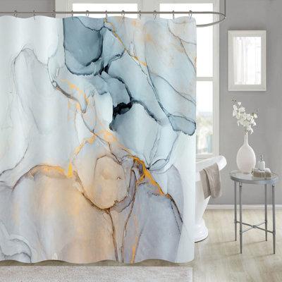 Ivy Bronx Keary Marble Shower Curtain Polyester in Gray | 71 H x 71 W in | Wayfair 7CE056455F1B48E5B21D2C663FD5712E