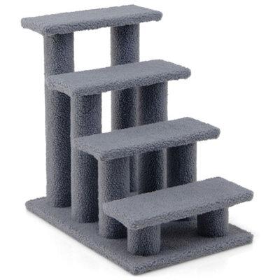 Tucker Murphy Pet™ 24 Inch 4-Step Pet Stairs Carpeted Ladder Ramp Scratching Post Cat Tree Climber in Gray | 24 H x 16 W x 24 D in | Wayfair