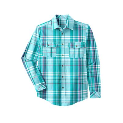 Men's Big & Tall Plaid Flannel Shirt by KingSize in Tidal Green Plaid (Size 3XL)