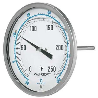 ASHCROFT 50EI60R090XCS50/550F Dial Thermometer,5 in Dial,1/2 in Conn.
