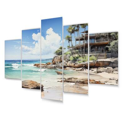 Design Art Cancun Beach Resort II - Nautical & Beach Metal Art Print Set Metal in Gray/Green/White | 32 H x 60 W x 1 D in | Wayfair MT67912-373