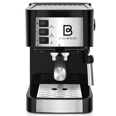 Casabrews CM1699 Compact Sleek Design Espresso Machine w/ Milk Frother Wand Plastic in Black/Brown | Wayfair WF-US-CM1699-BLK-00