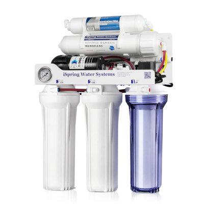 iSpring Water Systems iSpring RCC1DP Tankless RO/DI System w/ Pump, 5 Stage De-ionization RO Water Filter System 150 GPD | Wayfair