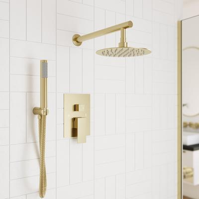 Randolph Morris Tranquil Rainfall Shower Set with Round Shower Head, Square Valve, and Wand Handshower RMAS-2SSQ-RH-HSW-BB