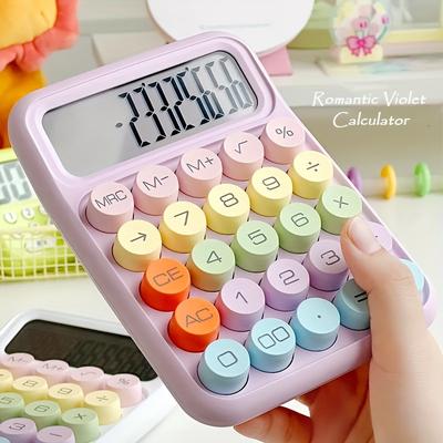 1pc, Candy Color Calculator, Aesthetic Calculator Desktop 12 Digit With Large Lcd Display, Calculator Big Buttons, Calculator Office Or School, Flexible Keyboard Calculator