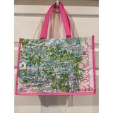 Lilly Pulitzer Bags | Lilly Pulitzer West Palm Beach The Breakers Tote Reusable Shopping Bag Carry All | Color: Green/Pink | Size: Os