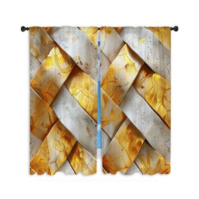 VisionBedding 11964_Shiny Tiles Window Curtains Interior Gold Accent Drapes - 2 Panels Polyester in Gray/Yellow | 63 H x 40 W in | Wayfair