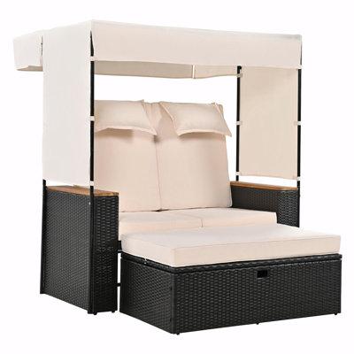 Latitude Run® Elmyra Outdoor Wicker Chaise Lounge - Set of 2 in White | 64.2 H x 57 W x 51.2 D in | Wayfair 8DFCB0EDCBBF466580386EF872A5BC8E
