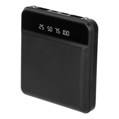 Fresh Fab Finds 10K mAh Mini Power Bank, 2 USB Ports, LCD Display, Type C & Micro USB Input - Black