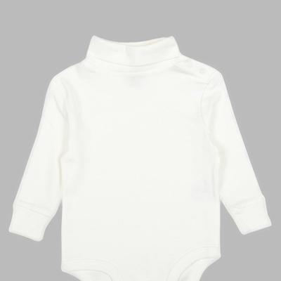 Leveret Baby Cotton Turtleneck Bodysuit - White - 3-6M
