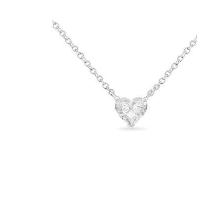 Haus of Brilliance IGI Certified 14k White Gold 1/2 cttw Lab Grown Heart Shape Diamond Solitaire 18" Pendant Necklace - White - OS