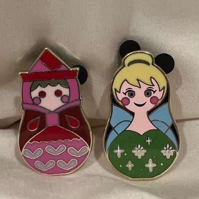 Disney Jewelry | Disney Fairies Tinker Bell & Flora Russian Nesting Doll Collectible Trading Pins | Color: Green Pink | Size: Os