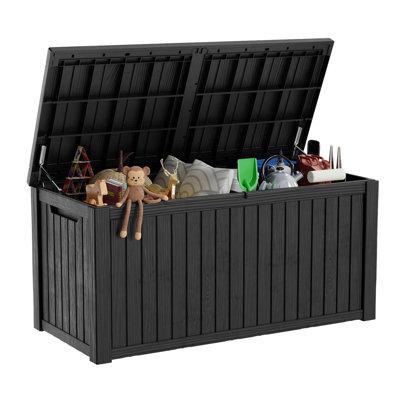 Deck Box 180 Gallons Resin Lockable Deck Box Resin in Brown | 28.4 W x 29.1 D in | Wayfair 180 BL