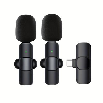 Professional Wireless Lavalier Microphone For Smart Phones Laptops Wireless Omnidirectional Condenser Recording Microphone For Interviews Video Podcasts Vlogs