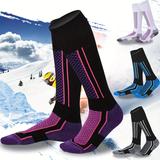 1 Pair Winter Ski Snow Sports Socks, Knee High Thermal Long Stockings, Thick Compression Socks For Skiing Snowboarding Mountaineering