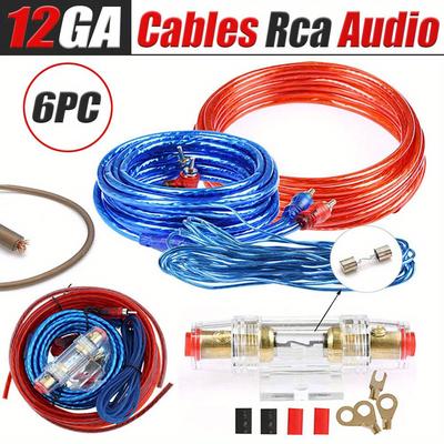 6pcs/set 12gauge Amp Wiring Kit, Car Audio Rca Cable Amp Wiring Kit, Amp Kit With Amplifier Installation Wiring True Spec And Soft Touch Wire