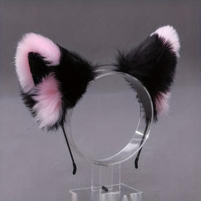 Adorable Y2k Exquisite Animal Ears Headband, Warm Fluffy Polyester Faux Fur Headband, Halloween Carnival Cosplay Photo Props, Bar Club Rave Larp Party Supplies, Stage Performance Accessories