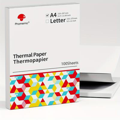 100/200 Sheets Letter Paper For M08f Potable Letter Size Thermal Printer, Multi-purpose Thermal Paper For Picture, Homework, Contract, Regular Paper & Fold Continuous Printing Paper In A4 Size
