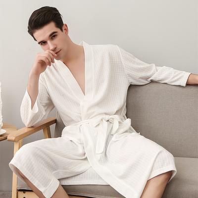 Men's Unisex Spa Robe Waffle Kimono Sleepwear Summer Robe Hotel Bathrobe