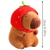 Capybara Wearing Strawberry Headbands Plush Toy Simulation Anime Toy Cute Doll Stuffed Animals Soft Doll Plush Christmas, New Year, Valentine's Day Gifts
