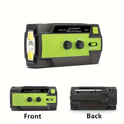 Emergency Radio Solar Hand Crank Powered, 4000mah Portable Am/fm Radio With 3 Mode Flashlight & Motion Sensor Reading Lamp, Cell Phone Charger, Siren For Home And Emergen