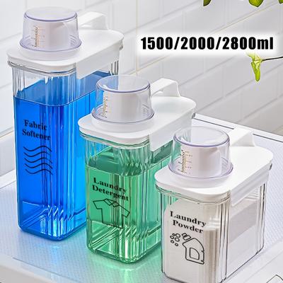 1pc Laundry Detergent Dispenser, Transparent Large Capacity Laundry Soap Container For Liquid Detergent And Fabric Softener - Farmhouse Jar Laundry Room Organizer