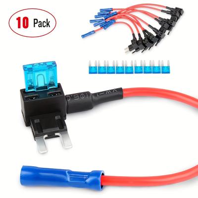 10packs Fuse Holder Add-a-circuit Fuse Tap Adapter Mini Atm Apm Blade Fuse Holder With 15a Fuse